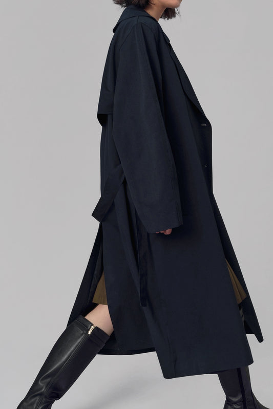 Lable Trench Coat, Navy
