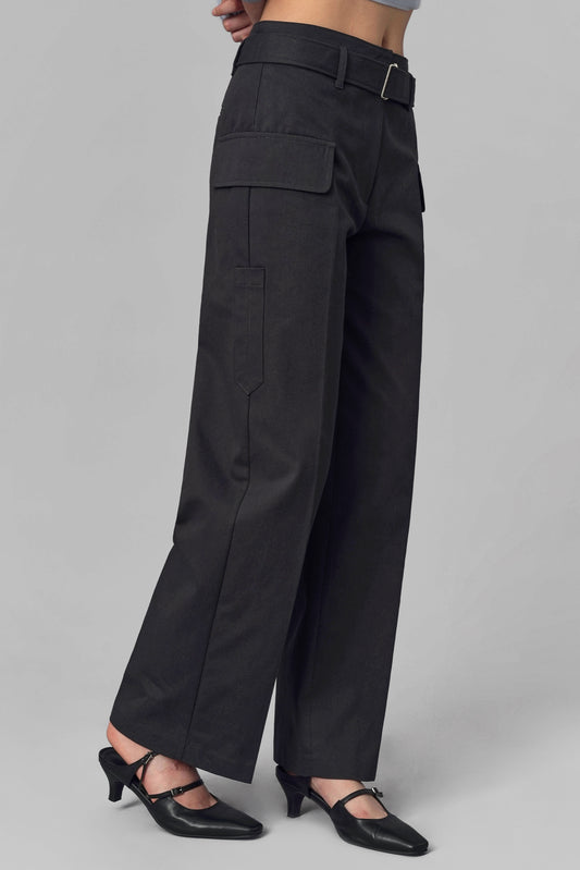 Rosaria Belted Trousers, Charcoal
