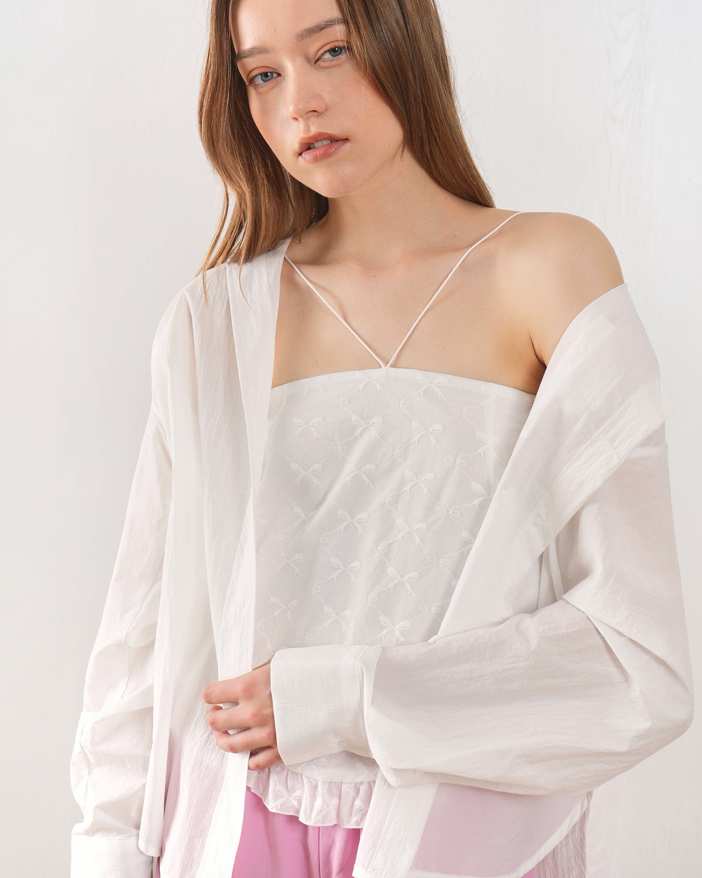 FM2050 Elara Sheer Shirt – Elegant Sheer Top with Delicate Fabric