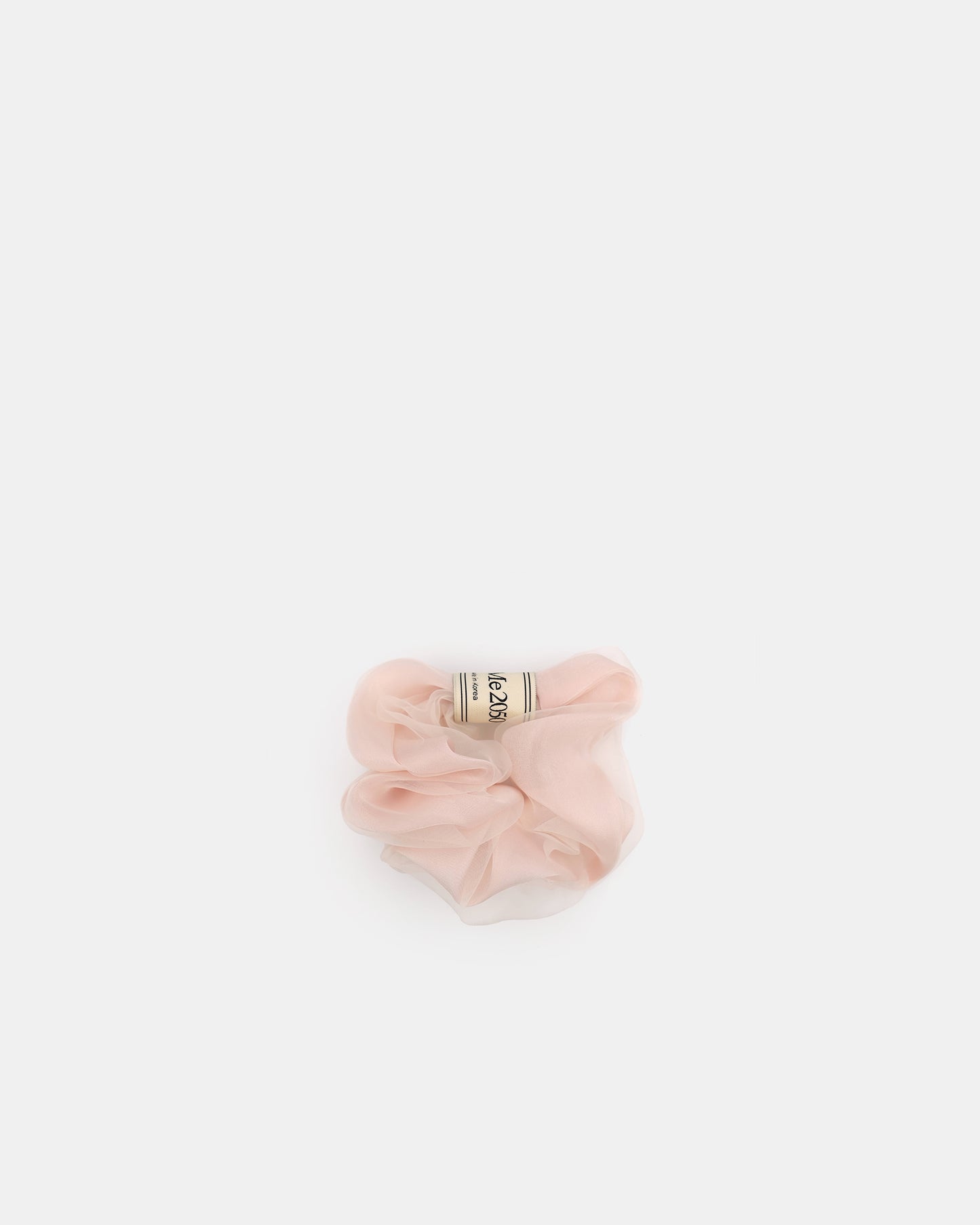 FM2050 Powder White Sheer Chiffon Scrunchie – Elegant and Delicate Hair Accessory