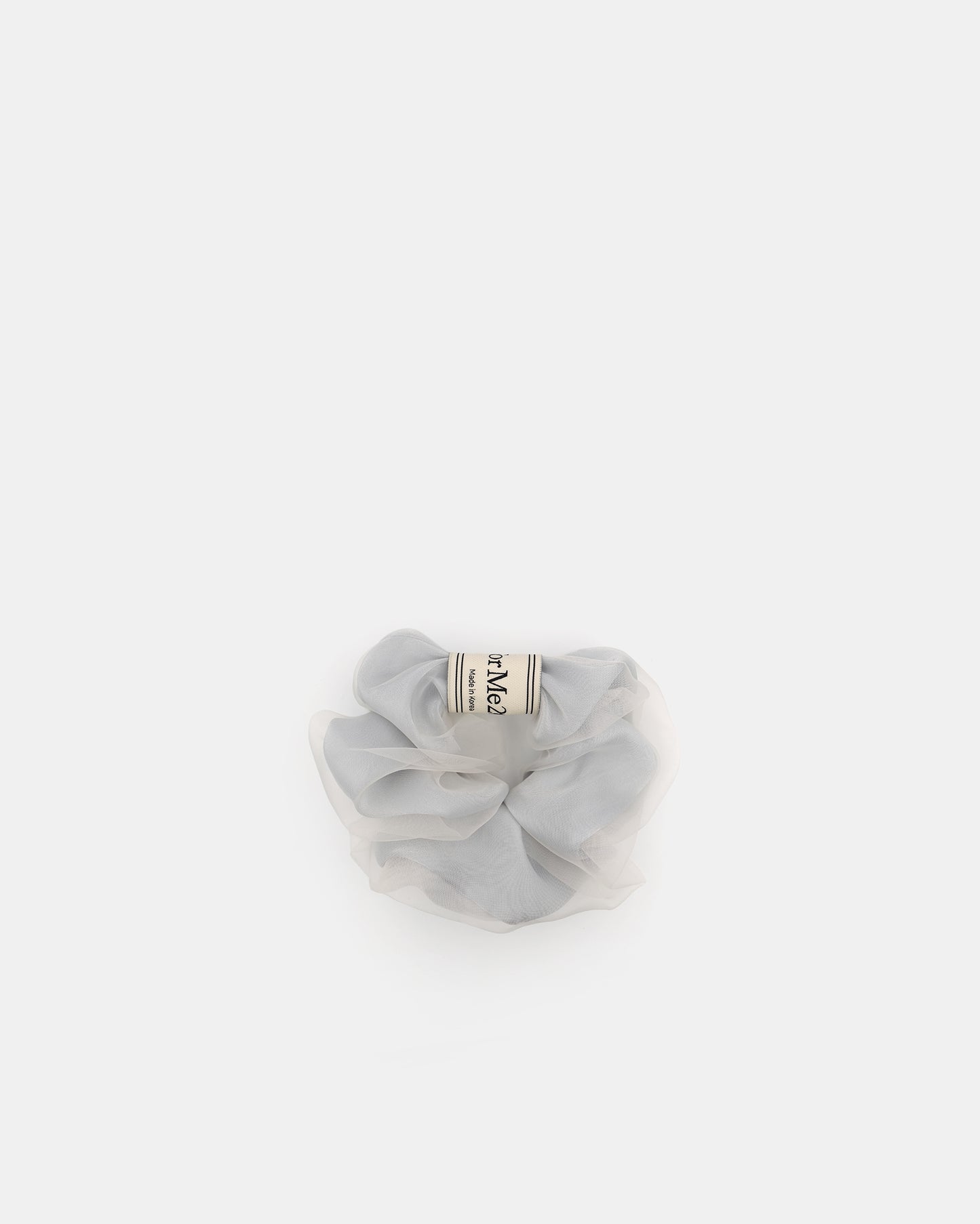 FM2050 Powder White Sheer Chiffon Scrunchie – Elegant and Delicate Hair Accessory