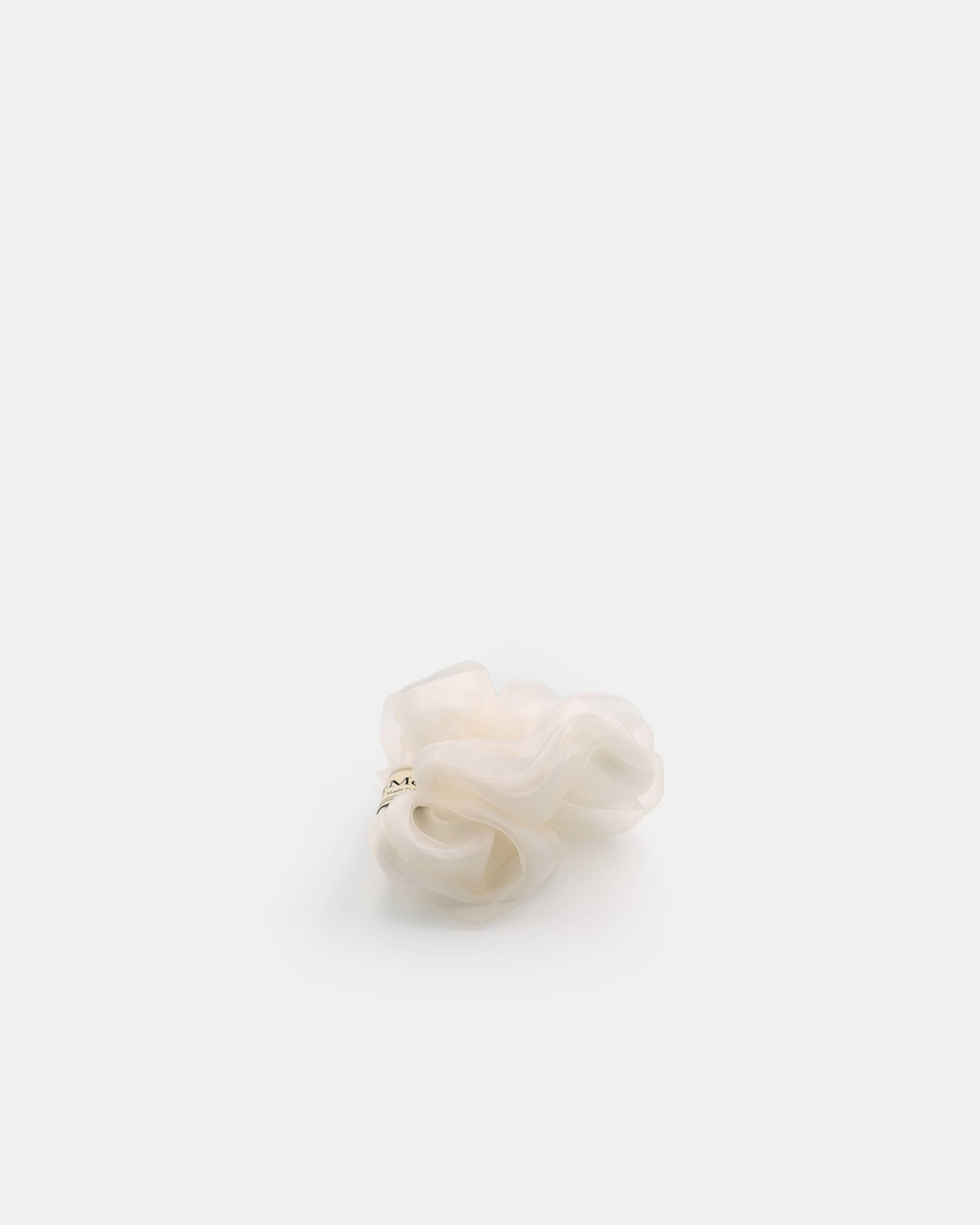 FM2050 Powder White Sheer Chiffon Scrunchie – Elegant and Delicate Hair Accessory