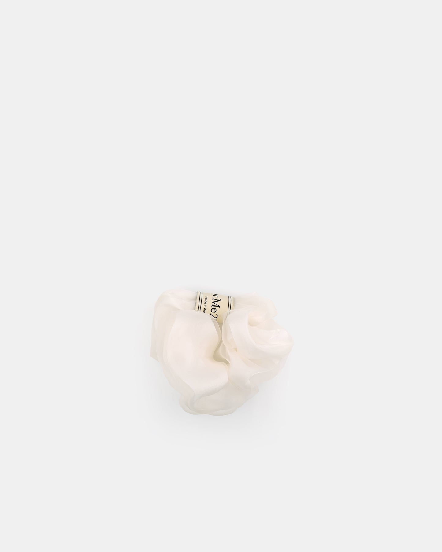 FM2050 Powder White Sheer Chiffon Scrunchie – Elegant and Delicate Hair Accessory