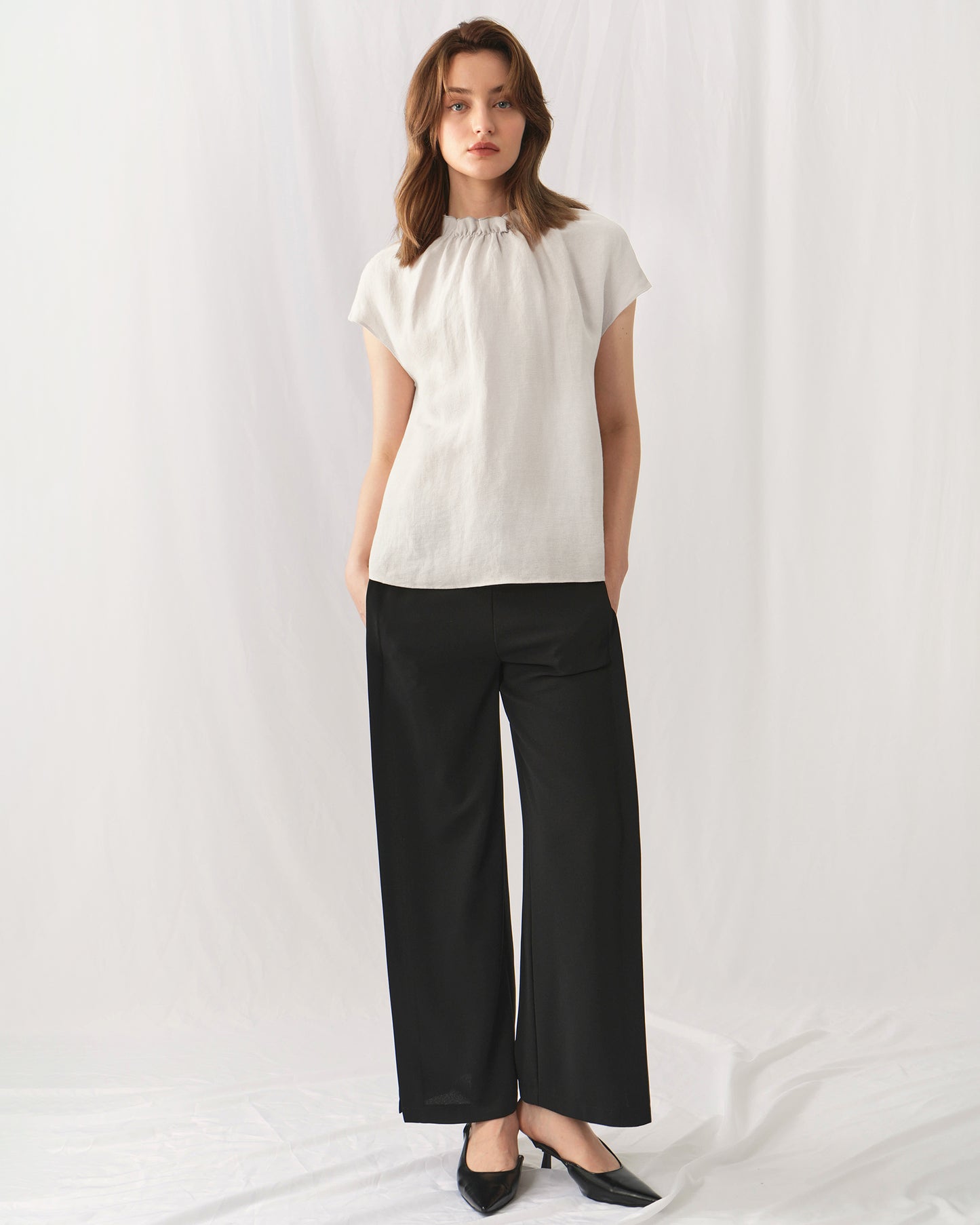 FM2050 Alessia Ruffle Blouse – Elegant Blouse with Ruffle Details