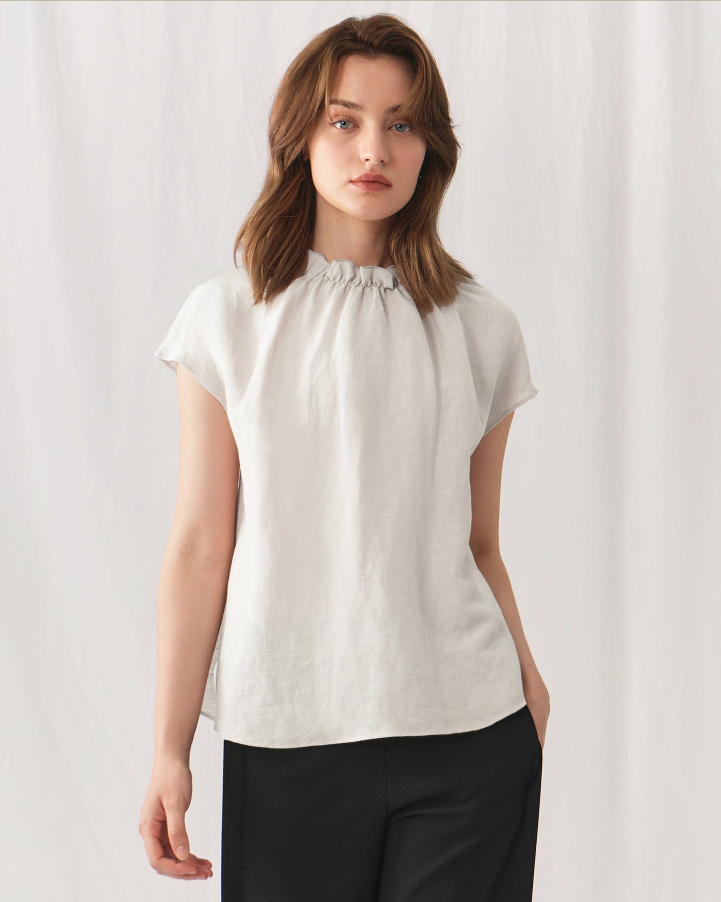 FM2050 Alessia Ruffle Blouse – Elegant Blouse with Ruffle Details