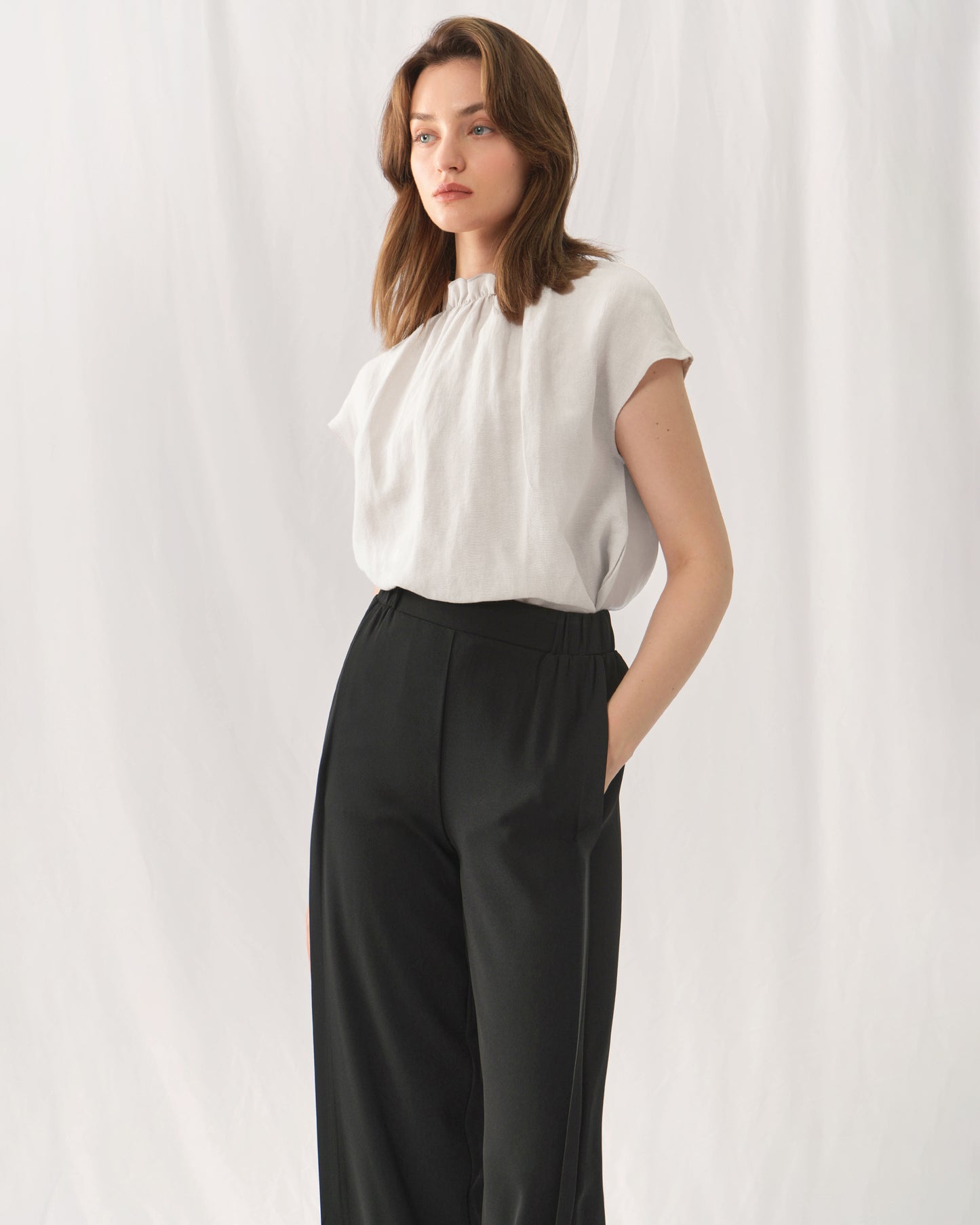 FM2050 Alessia Ruffle Blouse – Elegant Blouse with Ruffle Details