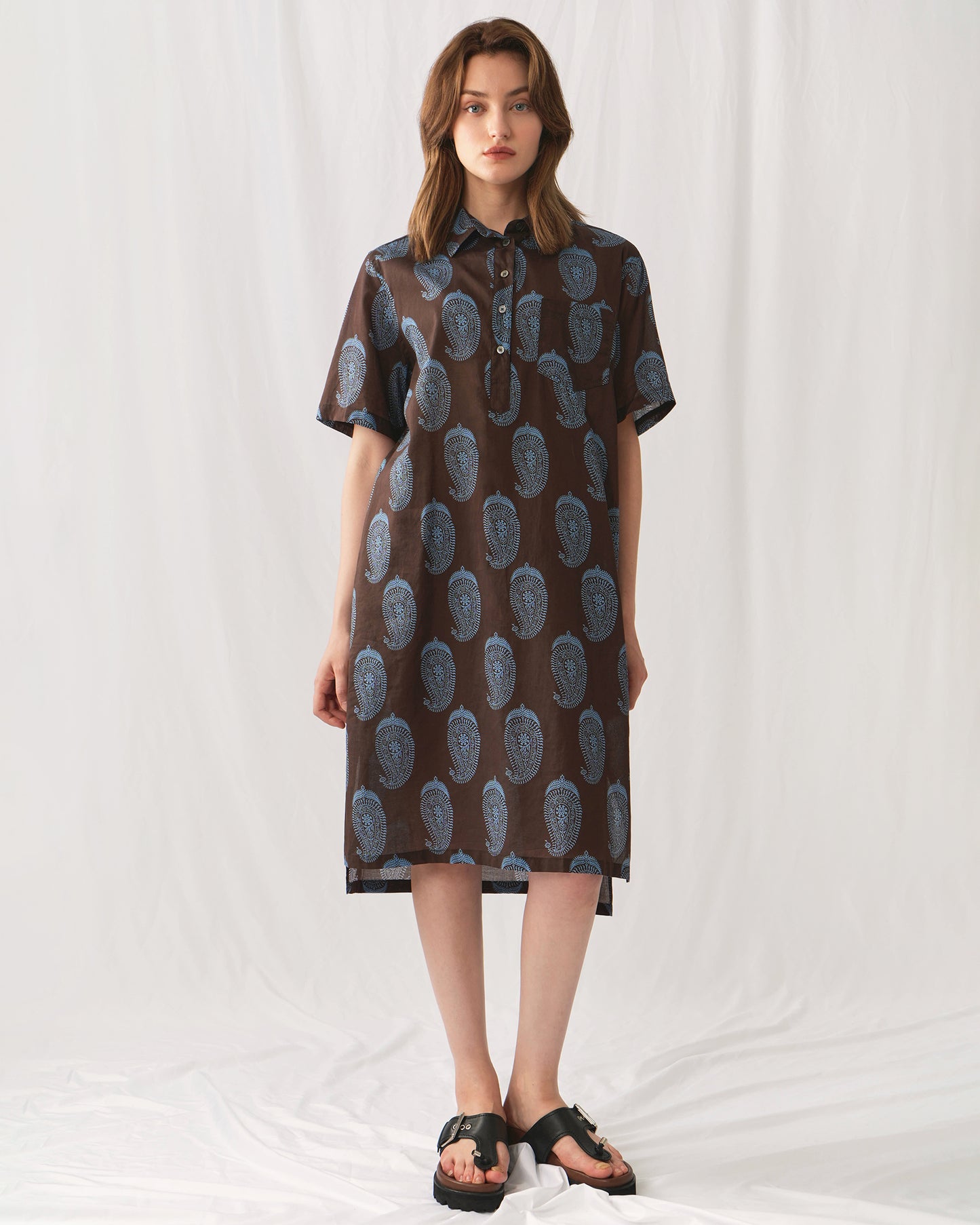 FM2050 Paisley Cotton Midi Dress – Elegant Midi Dress with Paisley Print