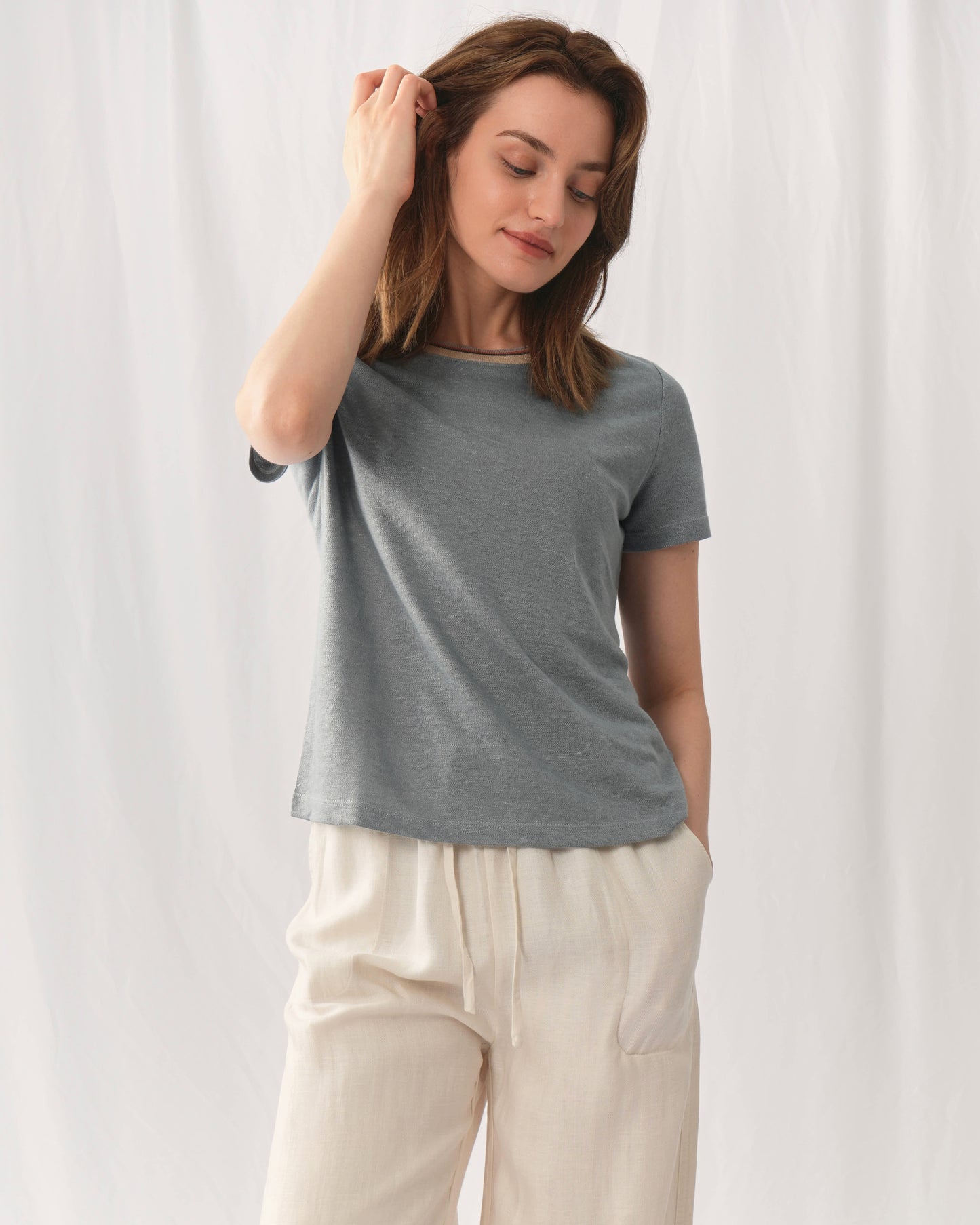 100% Linen Short Sleeve Tshirt 