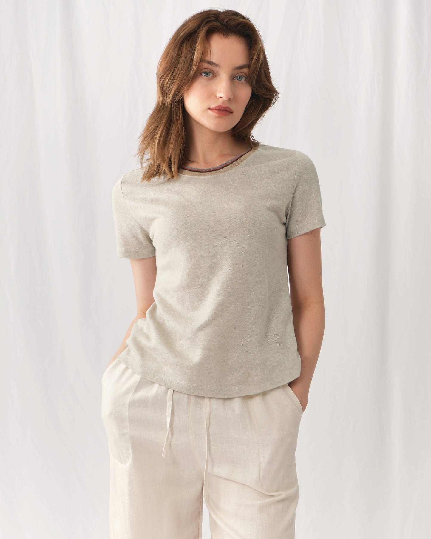 100% Linen Short Sleeve Tshirt 