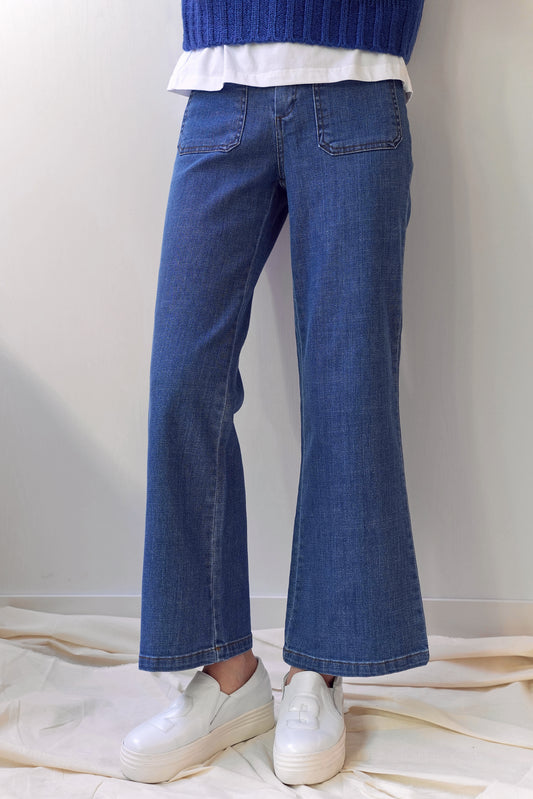 Louella Pocket Denim Jeans, Deep Blue