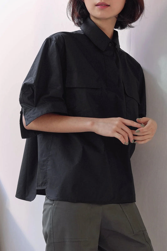 Stefanie Pocket Shirt, Black