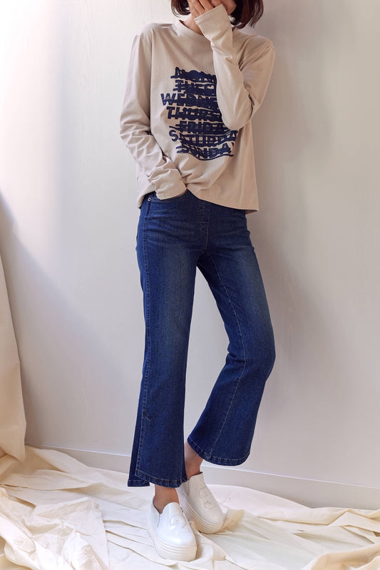 Mayra Slit Denim Jeans, Deep Blue