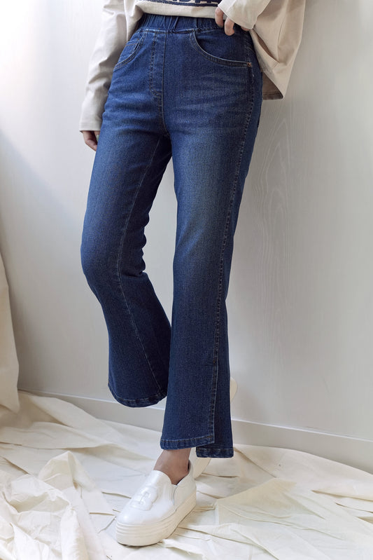 Mayra Slit Denim Jeans, Deep Blue