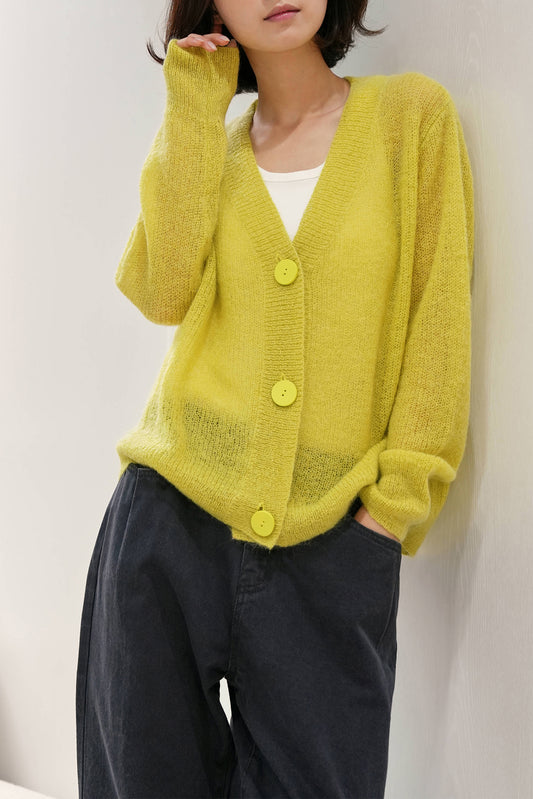 The Cozy Cardigan, Lime Yellow