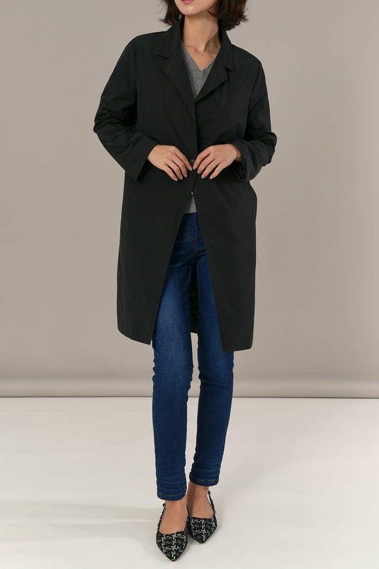 Nelda Quilted Long Jacket, Black