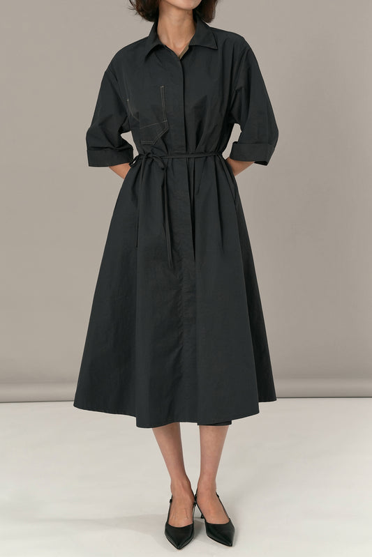 Carlene Midi Pocket Dress, Charcoal