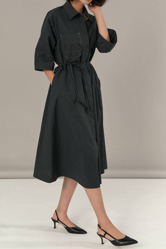 Carlene Midi Pocket Dress, Charcoal