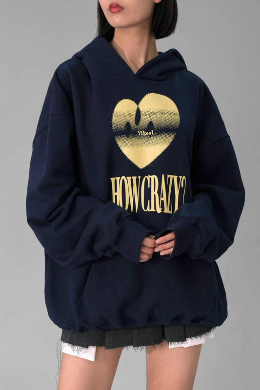 HOW CRAZY? Hooded Sweater, Navy