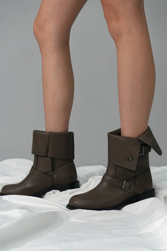 Fold Over Boots, Mocha Brown