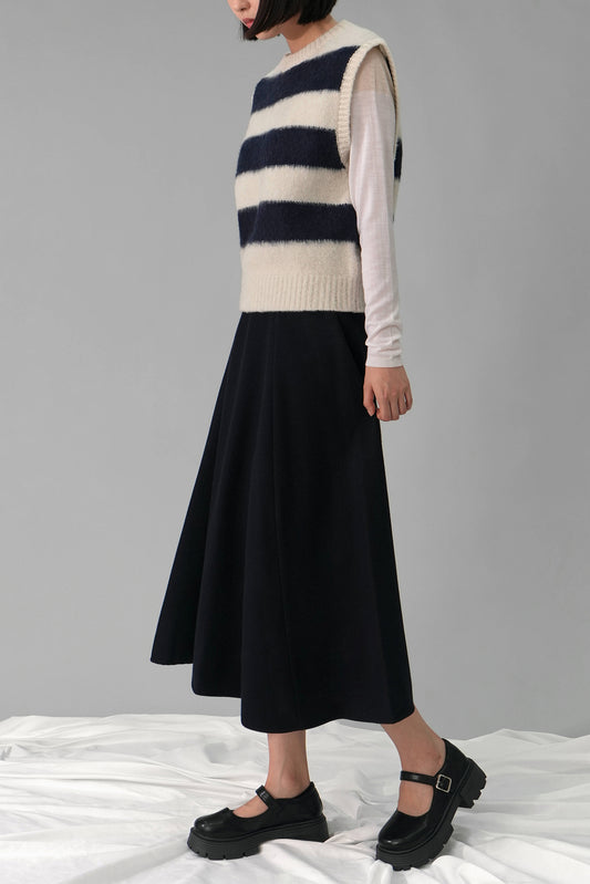 Striped Wool Sweater Vest, Ivory