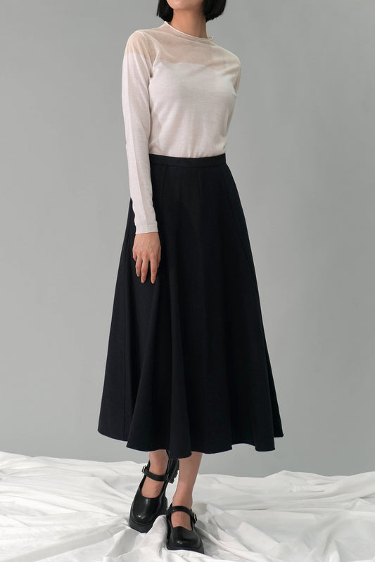 Leonor A-line Midi Skirt, Navy