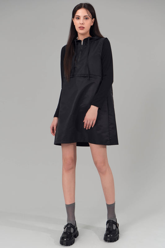 Elena Hoodie Mini Dress, Black