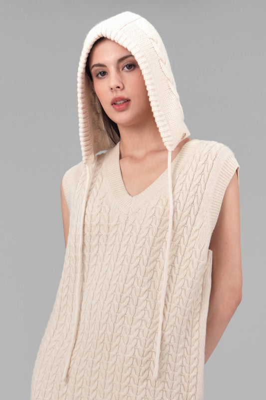 Wool Twist Balaclava, Cream