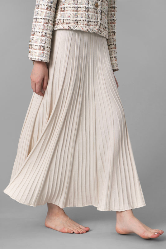 Emma Wrinkle Pleated Maxi Skirt, Ivory