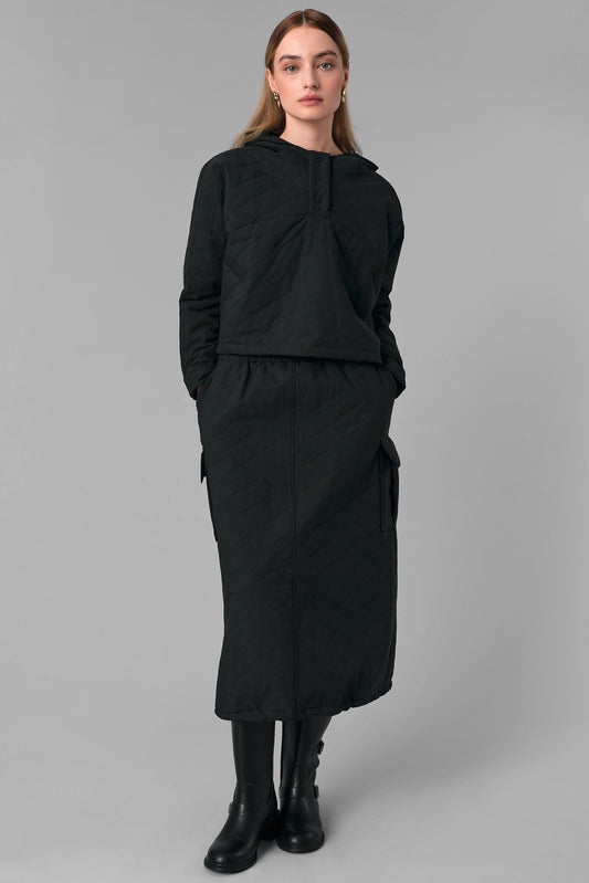 Wynter Quilted Skirt Set, Black