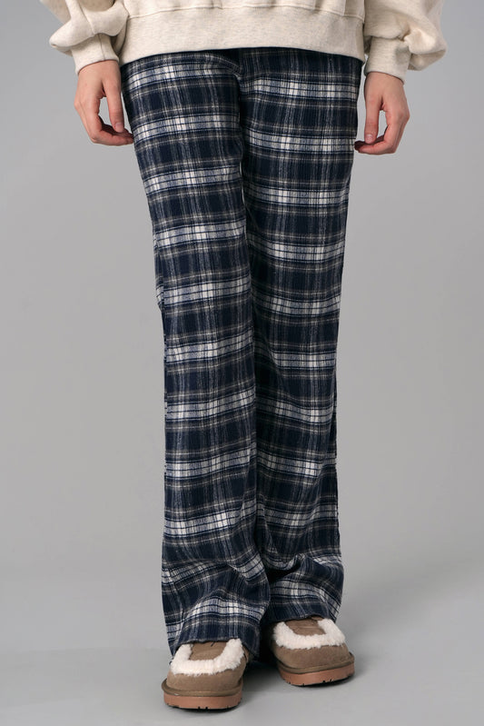 Cotton Plaid Pajama Pants, Navy