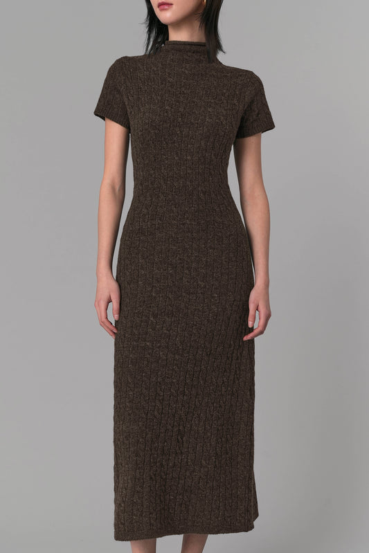 Cable Knit Maxi Dress, Brown