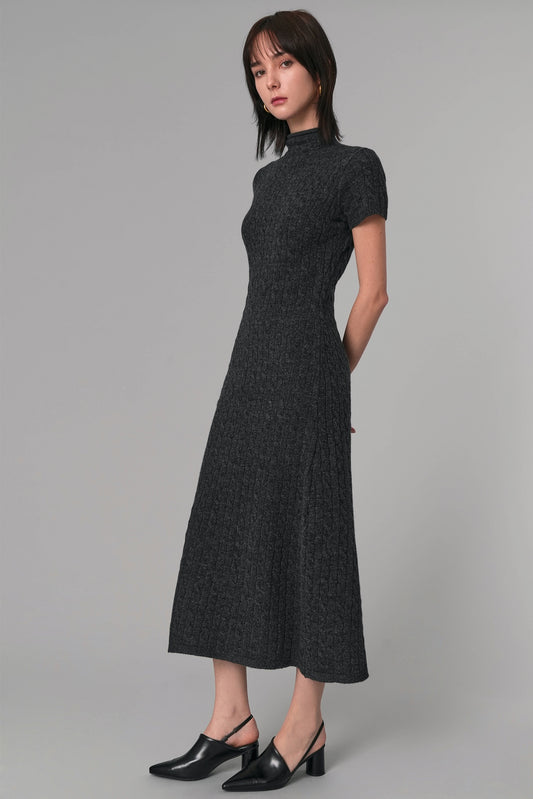 Cable Knit Maxi Dress, Charcoal