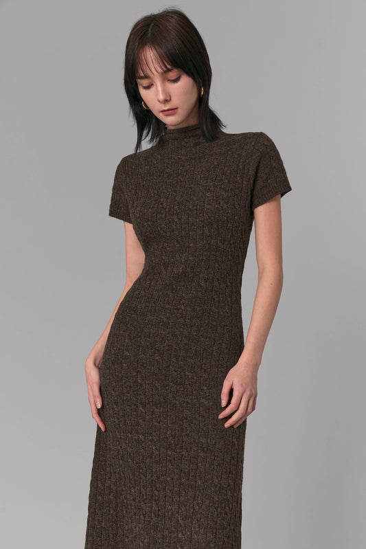 Cable Knit Maxi Dress, Brown