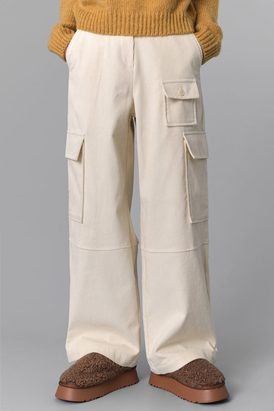 Corduroy Cargo Pants, Cream