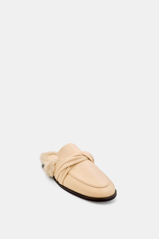 Twisted Leather Mules, Ivory