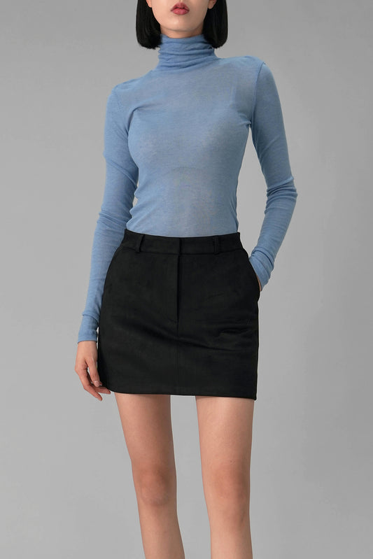 Verna Suede Mini Skirt, Black