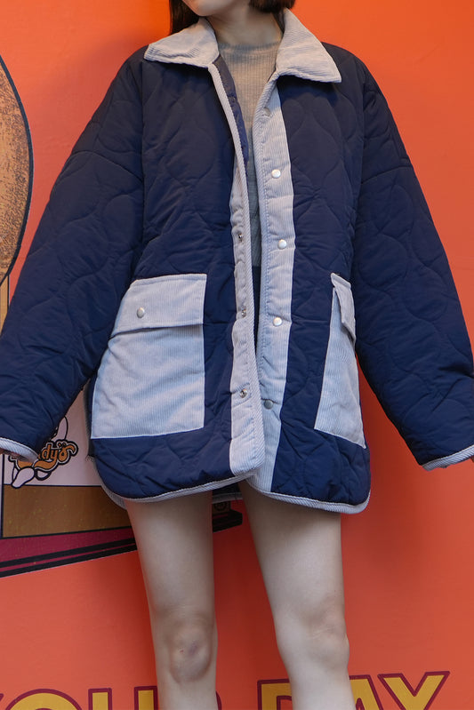 Oversized Quilted Jacket, Navy