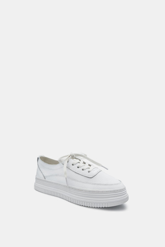 Cowhide Low Top Sneakers, White