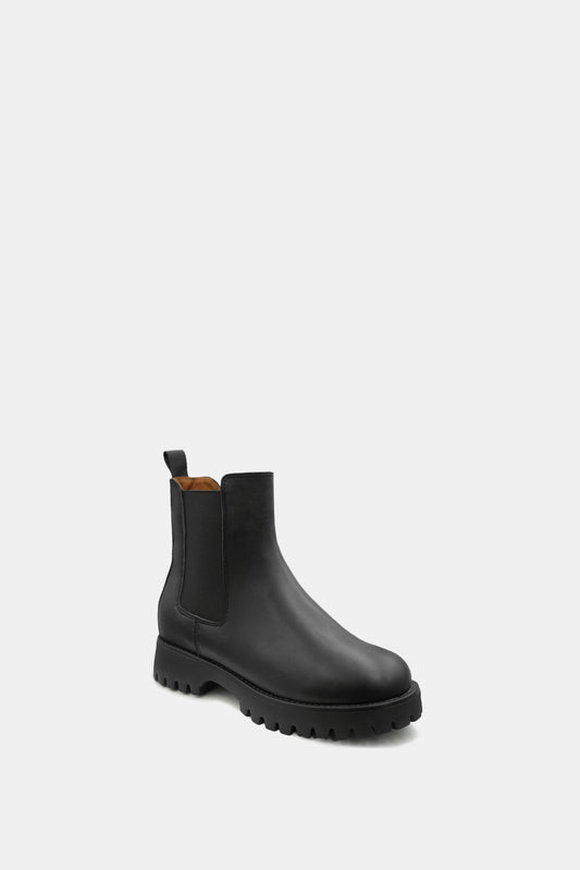 Sheepskin Leather Chelsea Boots, Black
