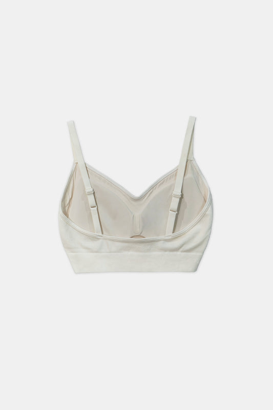 Ribbed Cotton Bra Top, Ivory