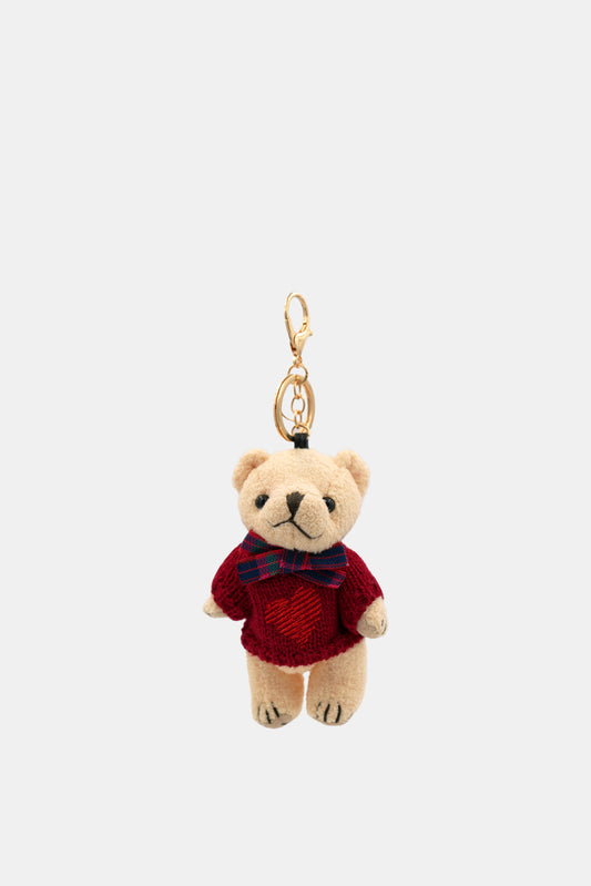 Ribbon Sweater Bear Key Chain, Cream