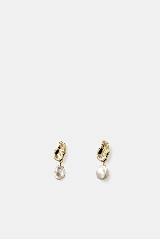 Ripple Pearl Earrings, Gold