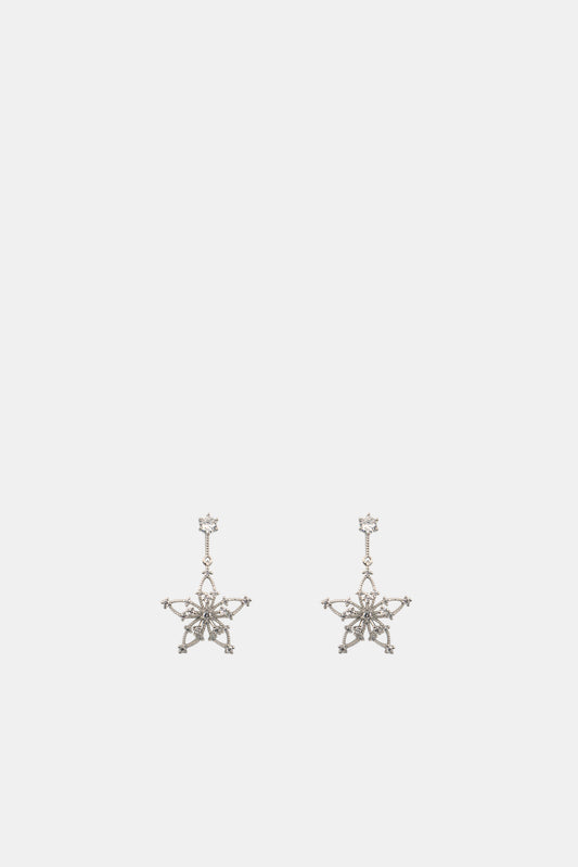 Star Drop Earrings, Silver