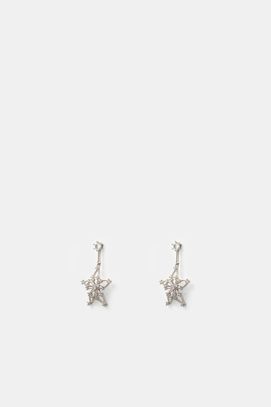 Star Drop Earrings, Silver