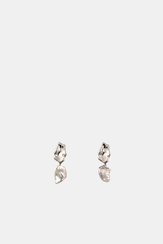 Ripple Pearl Earrings, Silver
