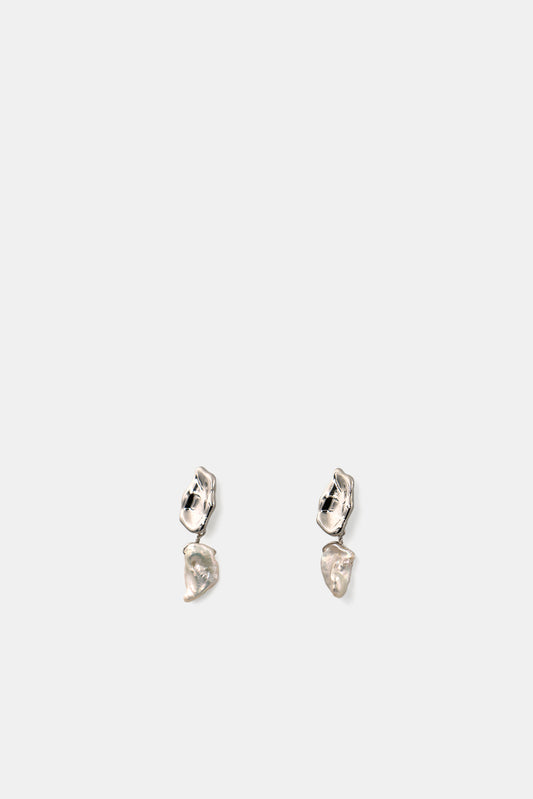 Ripple Pearl Earrings, Silver