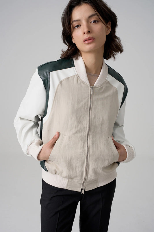 Faux Leather Racer Jacket, Green