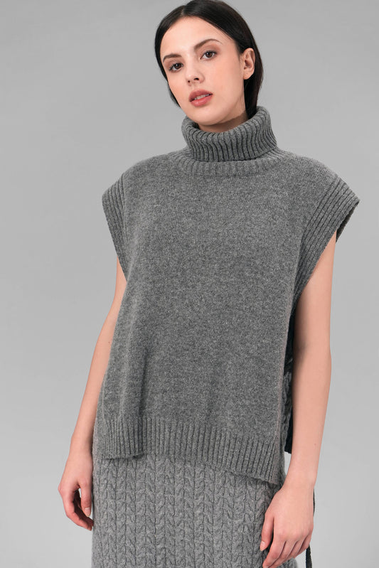 Cashmere Tie Sweater Vest, Grey