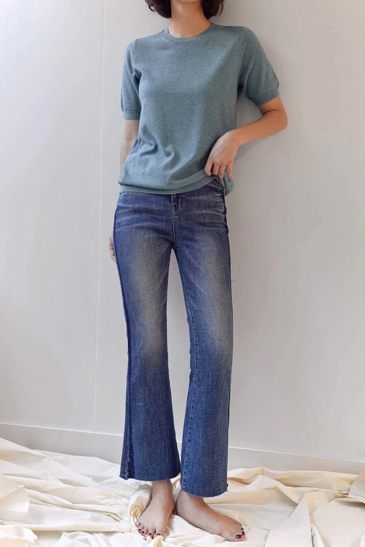 Betsy Contrast Denim Jeans, Deep Blue