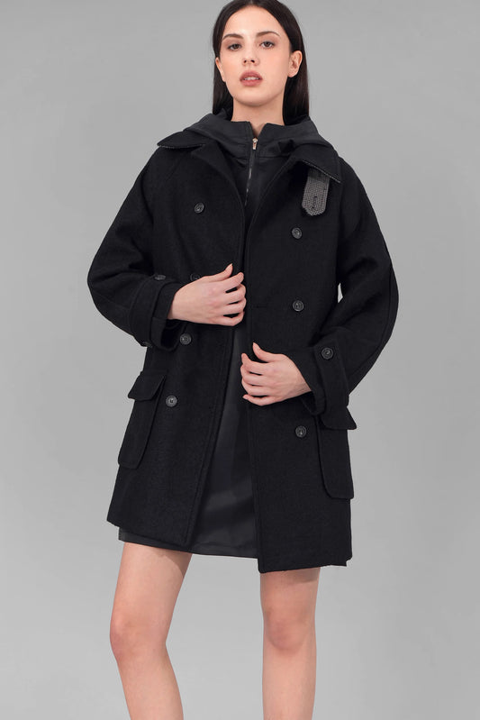 Hyde Double Breasted Coat, Black